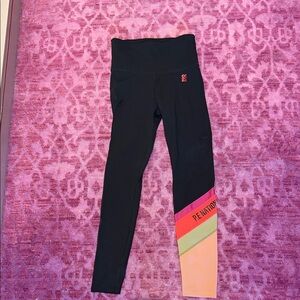 P.E Nation Black Leggings with Colorful Stripes